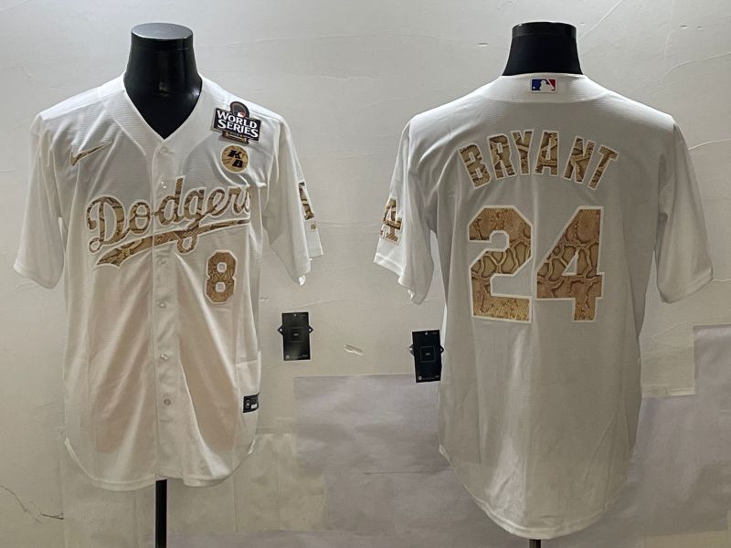 Men Los Angeles Dodgers 24 Bryant White Fashion Game 2025 Nike MLB Jersey style 30610